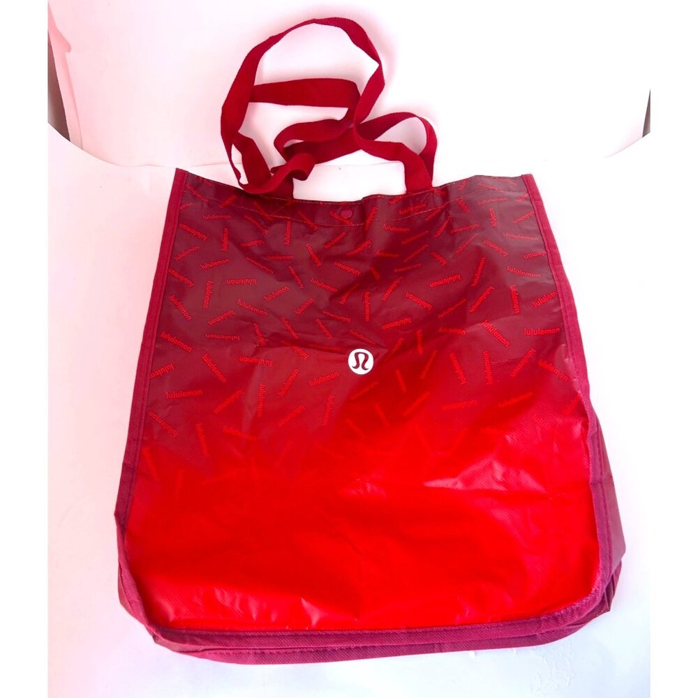 Lululemon Reusable Tote Bag Red Ombre Shopping Bag  Snap Closure Authentic